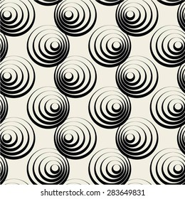 Monochrome pattern of circles, seamless vector background.