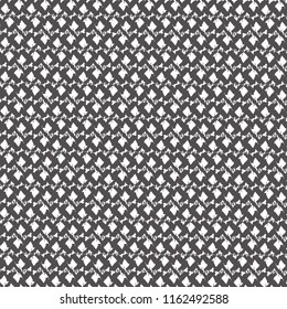Monochrome pattern composed of rough rhombic shapes aligned horizontally. Textile print. Vector illustration.