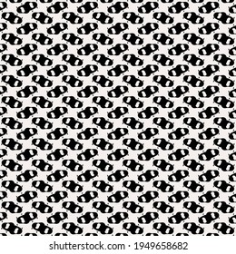Patrón monocromo compuesto por algunos iconos formados por dos bucles. Diseño textil.