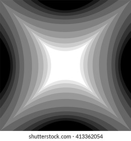 Monochrome Pattern of Concave Rectangle Gently Shimmering from light to dark. Visual Volume Effect.Geometric Abstract Background.Suitable for textile,fabric, packaging and web. Vector Illustration.
