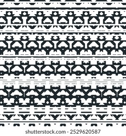 The monochrome pattern consists of different repeating elements with white free divisions.