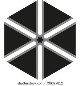 Monochrome pattern design for tile, fabric, wallpaper, etc. Hexagon with star.