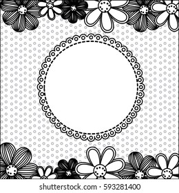monochrome pattern dotted with flowers background vector illustration
