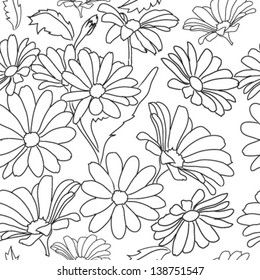 monochrome pattern flower daisy, isolated on white background vector