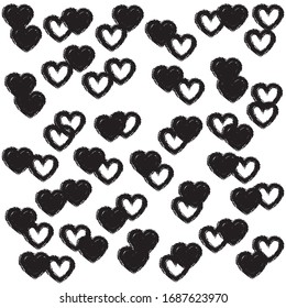 Monochrome pattern with hearts for design for valentines day, mothers day or birthday. Vector illustration.
