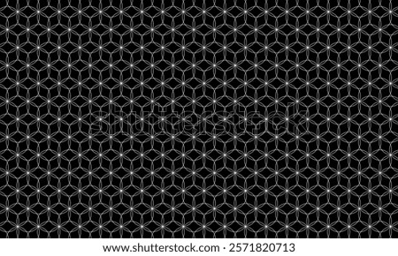 Monochrome pattern of hemp leaves with different rings. Simple geometric pattern Japanese background.