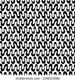 Monochrome pattern with horizontal waves. Vector hand drawn textures. Seamless abstract background. 