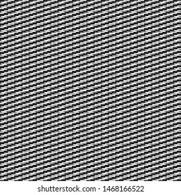 Monochrome pattern with jagged oblique stripes. Decorative textured background. Abstract thick fabric. Carpet. Vector illustration.