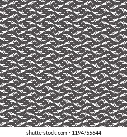 Monochrome pattern like a braiding made of a combination of geometric and floral elements. Decorative background. Vector illustration.