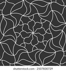 Monochrome pattern. Linear symmetrical ornament. Background template for decorating textiles, wallpapers, covers, interior and creative design