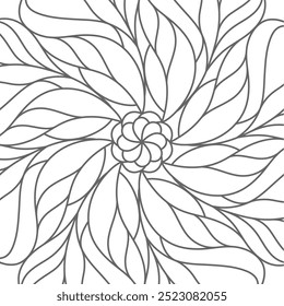 Monochrome pattern. Linear symmetrical ornament. Background template for decorating textiles, wallpapers, covers, interior and creative design