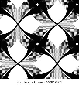 Monochrome pattern of lines, weaving, mesh, seamless vector background.