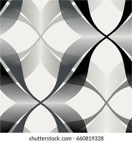 Monochrome pattern of lines, weaving, mesh, seamless vector background.