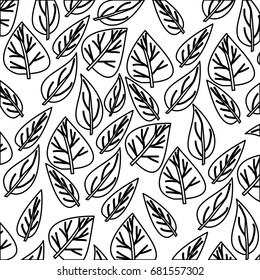 monochrome pattern of ovoid leaves vector illustration