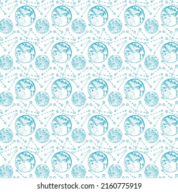 Monochrome pattern with planets and constellations