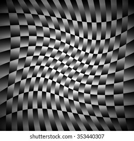 Monochrome pattern of rectangular shapes with spirally, rotating distortion effect