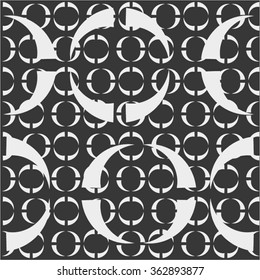 Monochrome pattern of rings mesh, seamless vector background.