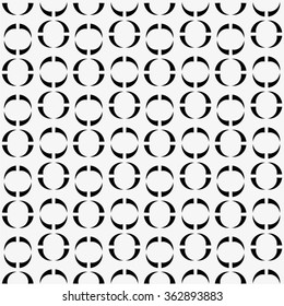 Monochrome pattern of rings mesh, seamless vector background.