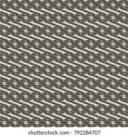 Monochrome pattern with rounded shapes and oblique segments, repeated alternately on horizontal rows. Carpet with ethnnic geometric motif. Abstract vector.