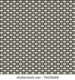 Monochrome pattern with spots and crosses. Textile print. Abstract vector.
