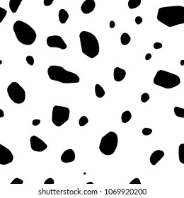 Monochrome pattern with spots that mimic the skin of animals. Black and white vector illustration