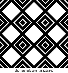 Monochrome pattern with square shapes. Seamlessly repeatable.
