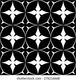 Monochrome pattern star of the rhombus, seamless vector background.