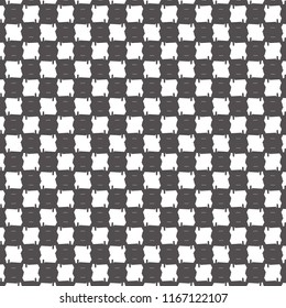 Monochrome pattern suggested by chessboard. Textile print. Checkered background. Vector illustration.