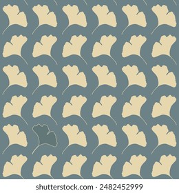 Monochrome pattern with symmetrically arranged Ginkgo biloba leaves Vector