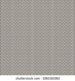 Monochrome pattern with toothed lines and small decorative elements alternating on vertical rows. Decorative striped background. Vector illustration.
