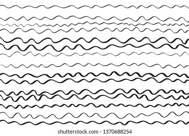 Monochrome pattern with waves. Universal waved texture. Abstract dinamic background. Doodle for design. Black and white illustration