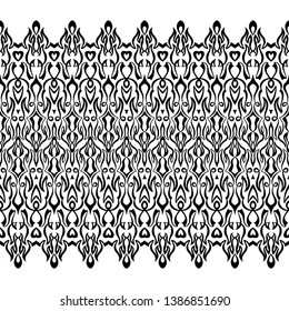 Monochrome patterns with a free hand.Horizontal zentangle ornament. Seamless vector set on a light white background.Stencils and textile elements for interior design.Border template repeating divider.