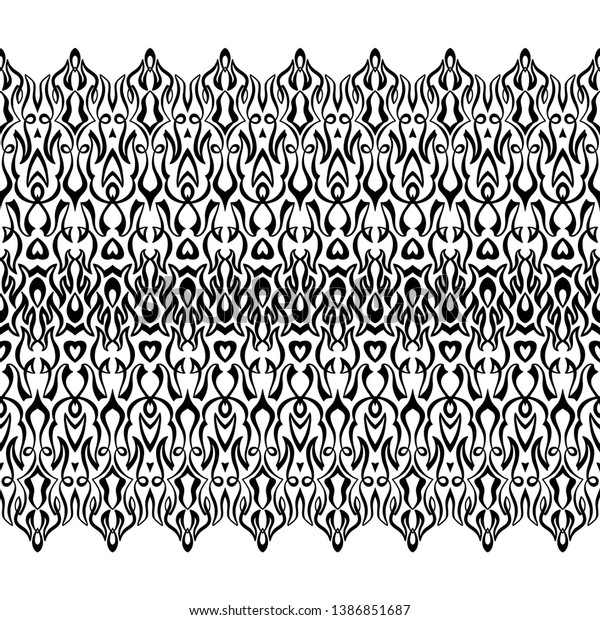 Monochrome patterns with a free hand.Horizontal
zentangle ornament. Seamless vector set on a light white
background.Stencils and textile elements for interior design.Border
template repeating
divider.