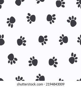 monochrome paws seamless repeat pattern