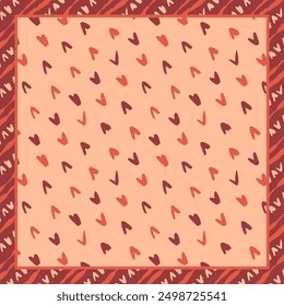 Monochrome peach and red brush strokes inky shapes scarf or bandana design. Abstract mud cloth ethnic background.