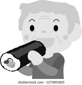Monochrome People eating Ehomaki