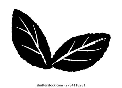 Monochrome Peppermint Leaves Duo Vector