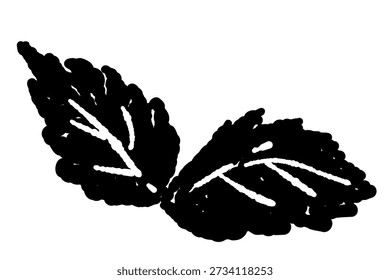 Monochrome Pfefferminzfeder mit drei Blättern