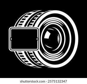 Monochrome Photography Equipment Vector Design. Black and White Camera Lens