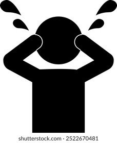 Monochrome pictogram of a crying person