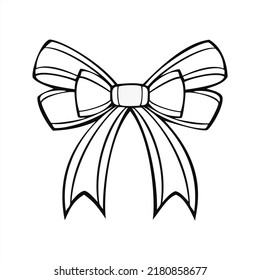 Monochrome picture, Big beautiful festive bow for a gift, vector illustration on a white background