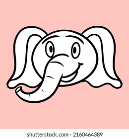 Monochrome picture, Cute little elephant, cartoon elephant emotions, vector illustration on a light background