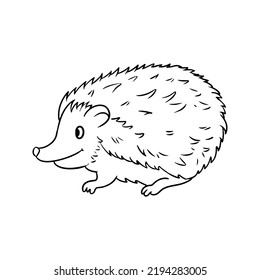 Monochrome picture, Cute little hedgehog , side view, vector illustration in cartoon style on a white background