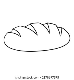 Monochrome picture, Delicious loaf of white bread, bakery products, vector illustration in cartoon style on a white background