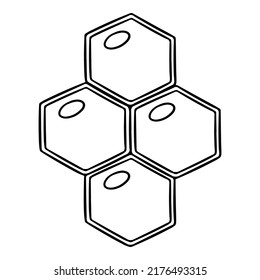 Monochrome picture, Four honeycombs with honey, vector illustration in cartoon style on a white background