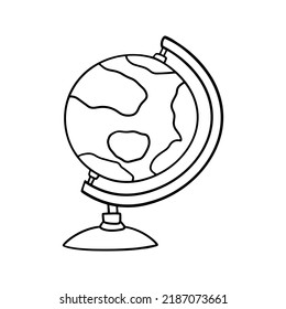 Monochrome picture, Globe, model of the globe on a stand, vector illustration in cartoon style on a white background