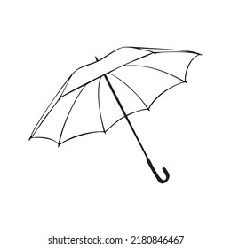 Monochrome Picture, Large Outdoor Umbrella, Outdoor, Vector Illustration On White Background