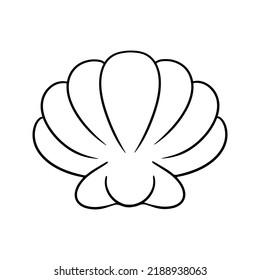 Monochrome picture, Large shell, marine life, vector illustration in cartoon style on a white background