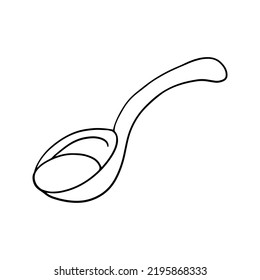 Monochrome picture, a large spoon with sour cream , vector illustration in cartoon style on a white background