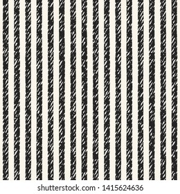 Monochrome Pin Striped Brushed Effect Textured Background. Seamless Pattern.